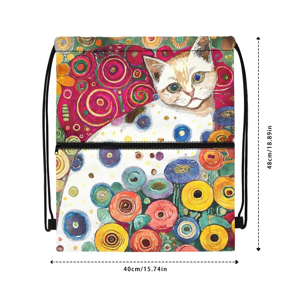 artful kitty drawstring bag women's drawstring backpack – Sole Design Studio