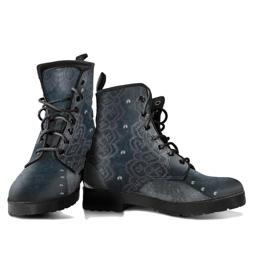 Navy Lace Women's Vegan Leather Boots