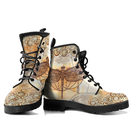 Dragonfly Paisley Handcrafted Women's Vegan Leather Combat Boots