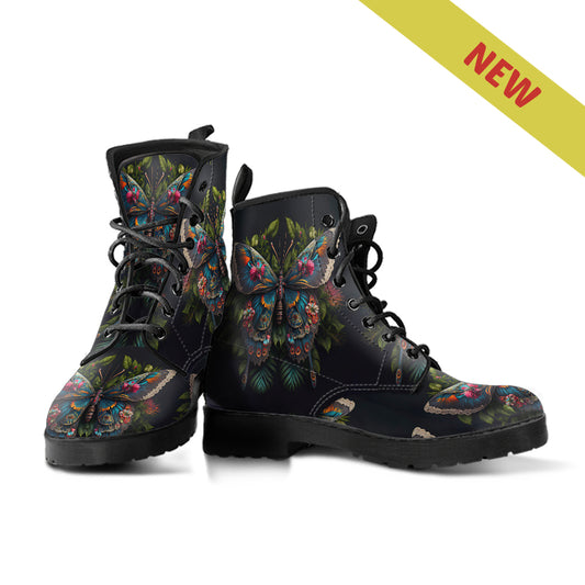 Butterfly Women's Vegan Leather Combat Boots