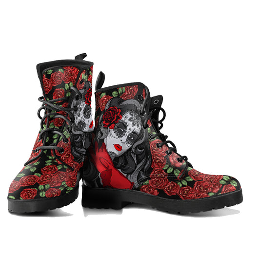 Day of the Dead Women's Vegan Leather Combat Boots
