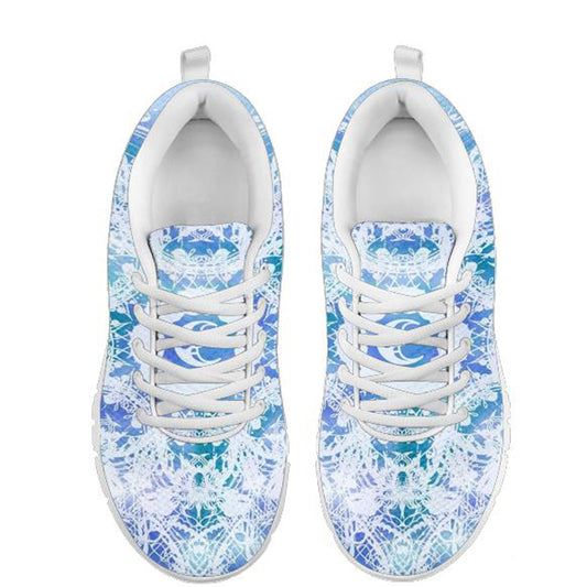White Mandala Snowflake Festival Women's Athletic Sneakers