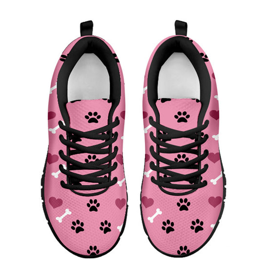 Pink Paw Prints Women's Athletic Sneakers