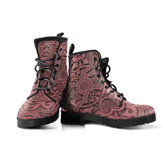 Vintage Mandala Ceilings in Brandy Rose - Vegan Leather Combat Boots for Women's