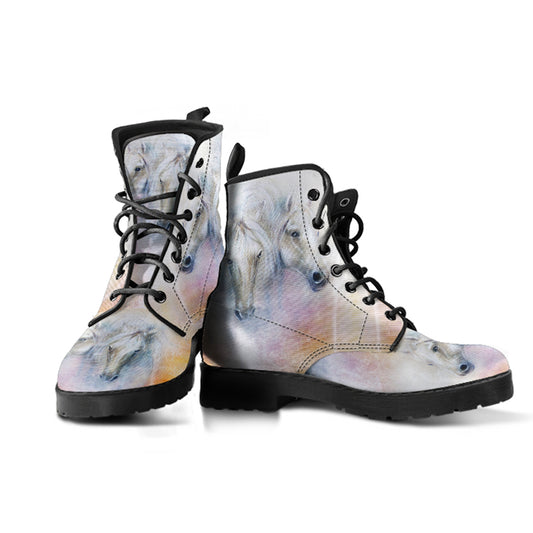 Horse Lover Women's Vegan Leather Combat Boots