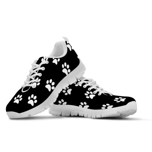 Women's Black Paw Print Athletic Sneakers