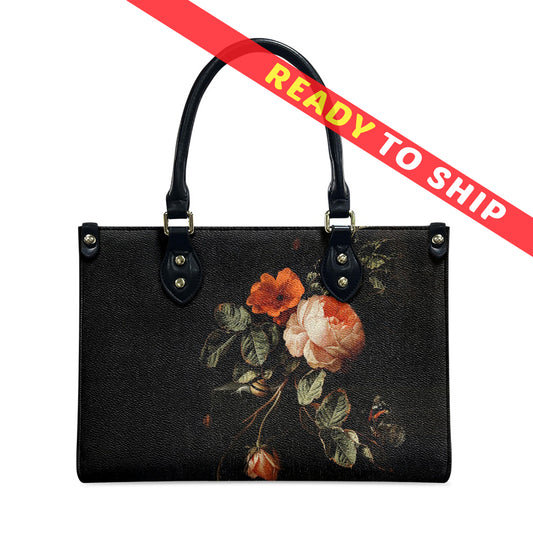 Still Life with Rose Vegan Leather Handbag - READY TO SHIP