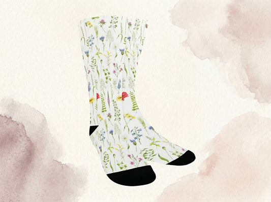 Watercolor Wildflowers Socks - Custom Socks for Women Made in USA