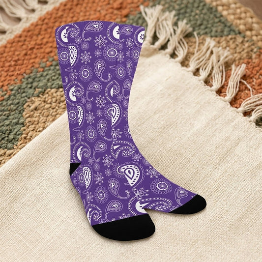 Purple Bandana Paisley Socks - Custom Socks for Women Made in USA