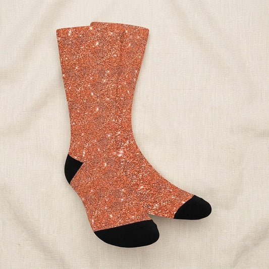 orange Sparkle Glitter Socks - Custom Socks for Women Made in USA