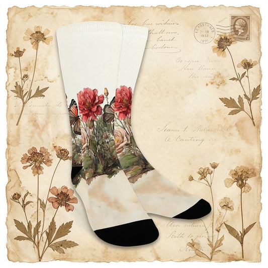 Botanical Junk Journal Butterfly Women's Crew Socks