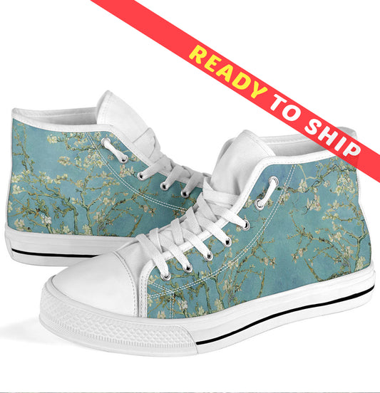 Vintage Van Gogh Almond Blossom Women's High Top Sneakers - READY TO SHIP