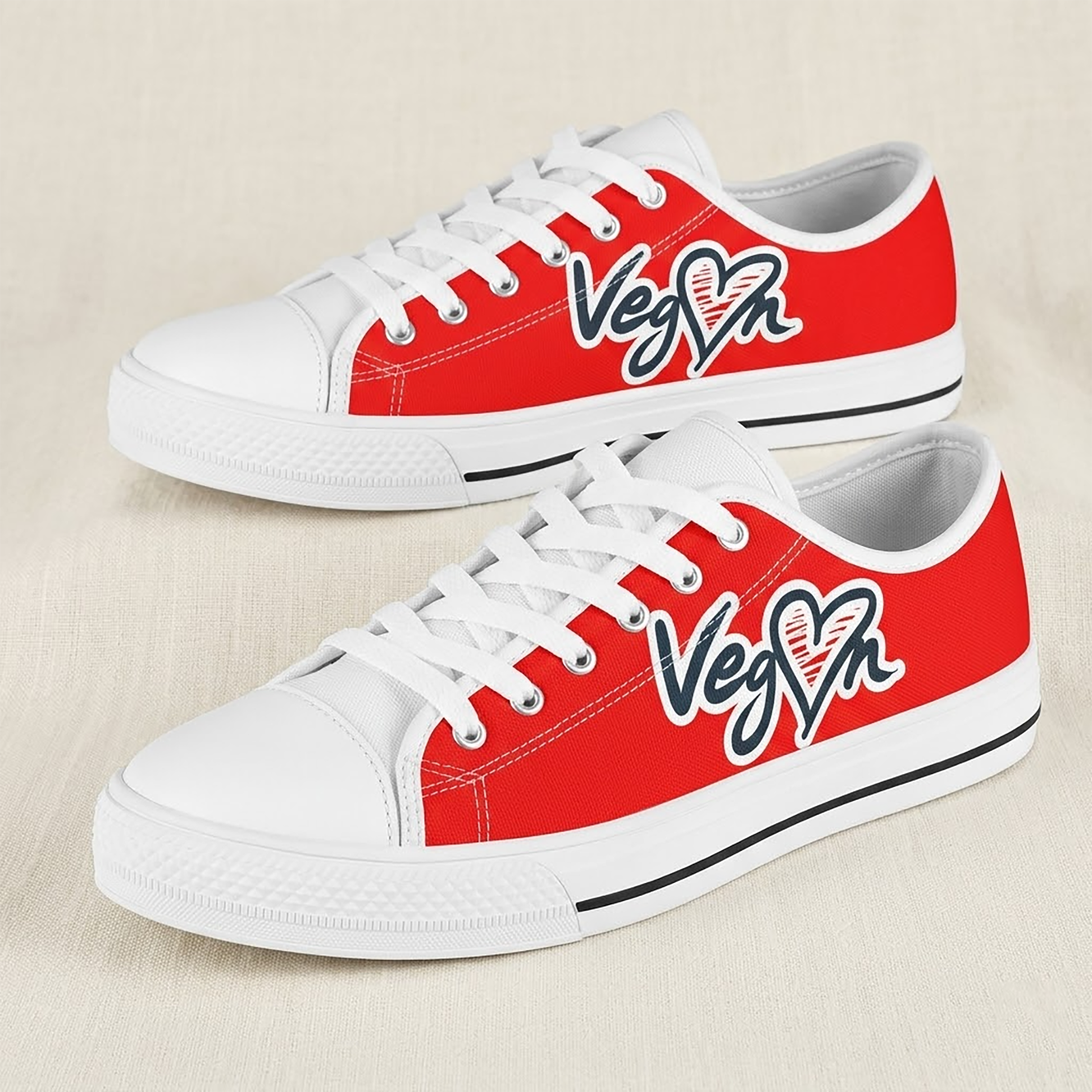 Vegan Heart Colored Women's Low Top Sneakers | Sole Design Studio