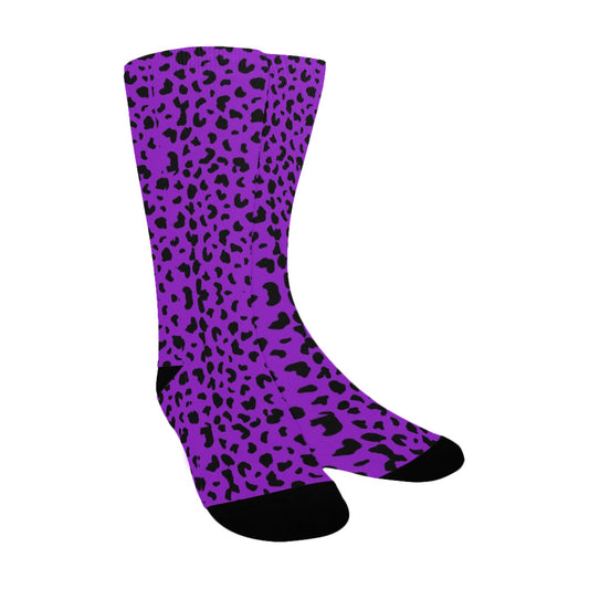 Deeep Violet Leopard Print Socks - Custom Socks for Women Made in USA