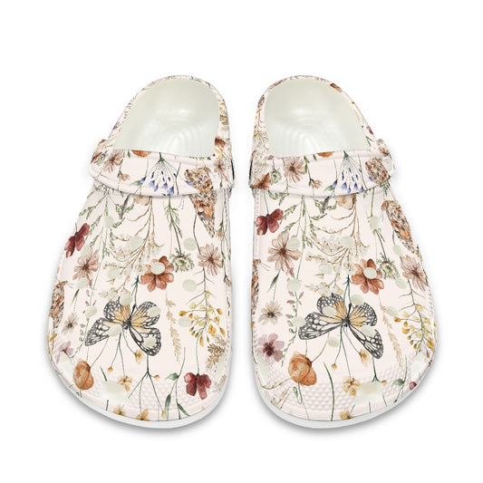Tiny Bloom Watercolor Butterfly Women's Adult Clogs Shoes