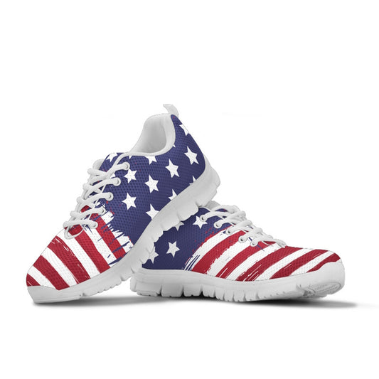 American Flag White Women's Athletic Sneakers