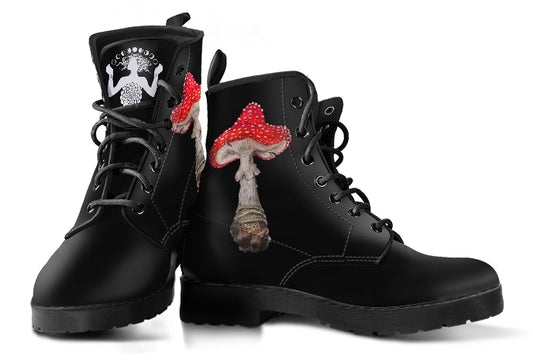 Amanita Mushroom Love Combat Boots