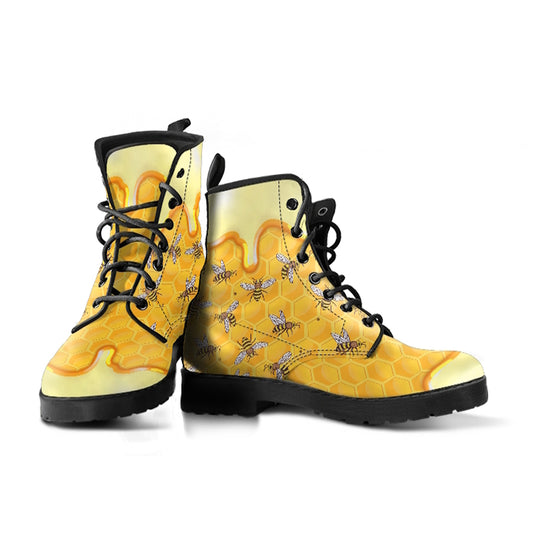 Sweet Honey Bee Women's Vegan Leather Combat Boots