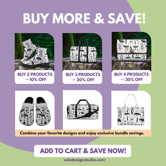 Black White Mushrooms Women's Clogs Black Sole