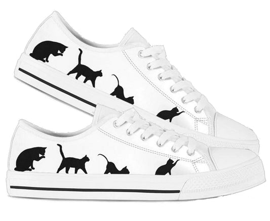 Cat Silhouettes Women's Low Top Sneakers