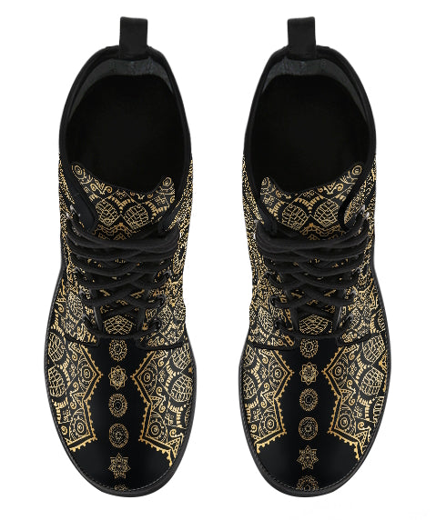 Elephant Mandala Women's Vegan Leather Combat Boots