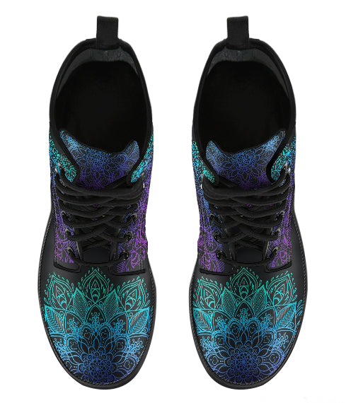 Muted Mandala Women's Vegan Leather Combat Boots
