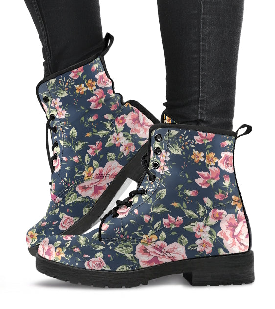 Perfect Pink Petals on Muted Blue Boots