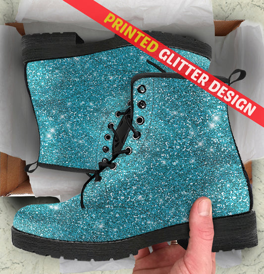 Twinkle Twinkle Little Star - Turquoise Women's Vegan Leather Combat Boots