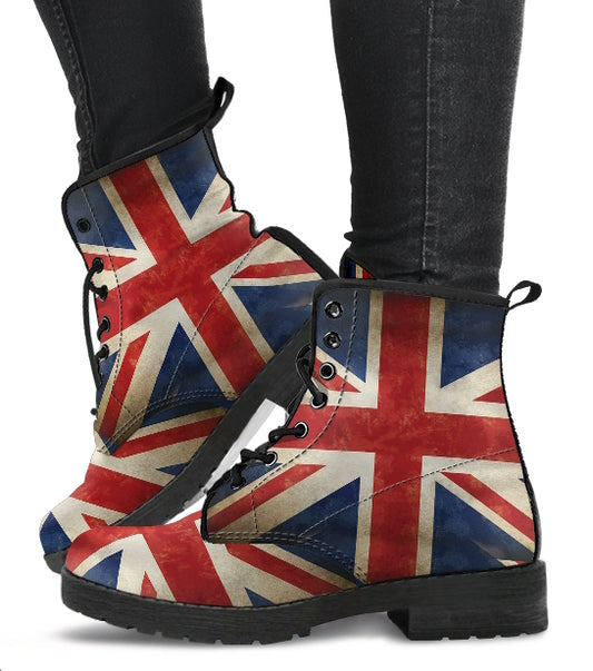 British Union Jack Vegan Women's Vegan Leather Combat Boots