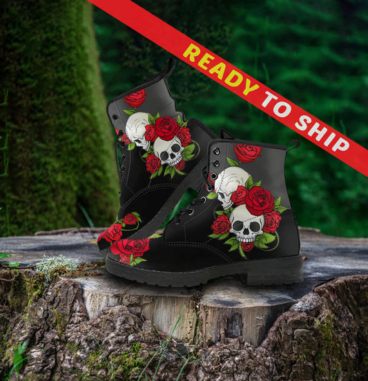 Skulls and Red Roses - READY TO SHIP
