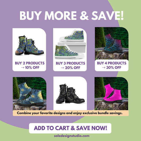 Van Gogh's Blue Iris Women's Vegan Leather Combat Boots