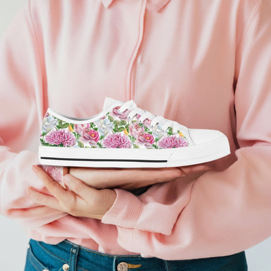 Watercolor Floral Women's Low Top Shoes