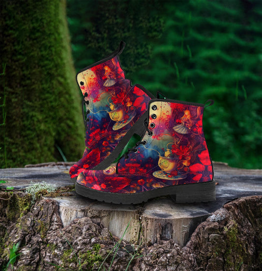 Alice in Wonderland #3 Women's Vegan Leather Combat Boots