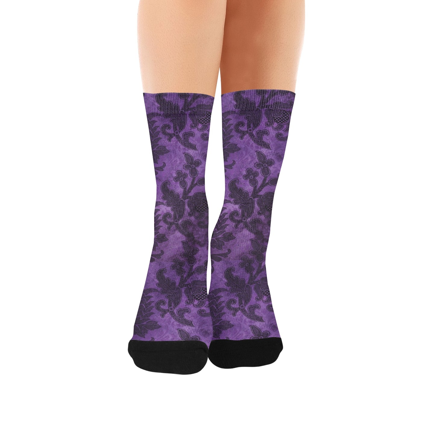 purple gothic pattern women's crew socks – Sole Design Studio