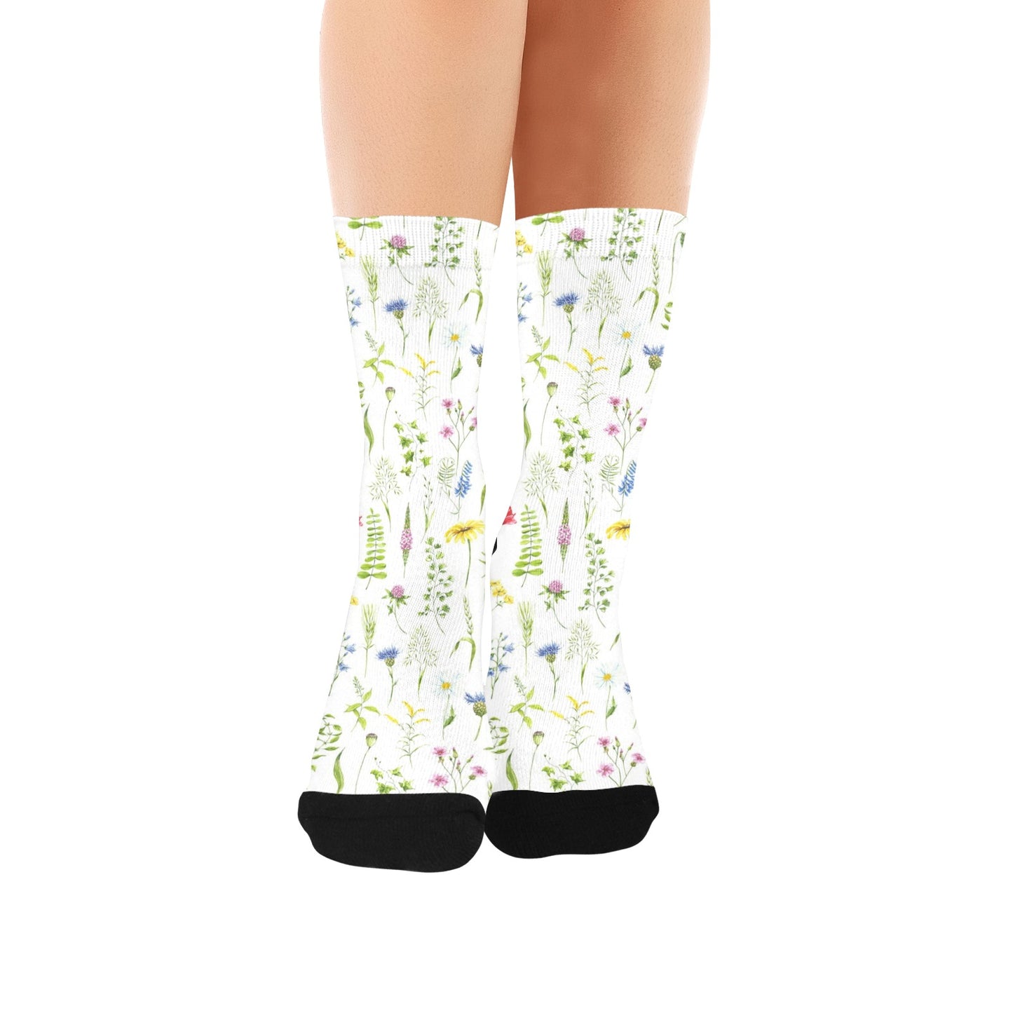 watercolor wildflowers women's crew socks – Sole Design Studio