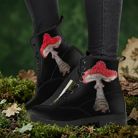 Amanita Mushroom Love Combat Boots