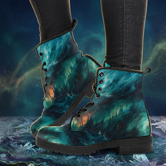 Aurora Northern Lights Women's Vegan Leather Boots