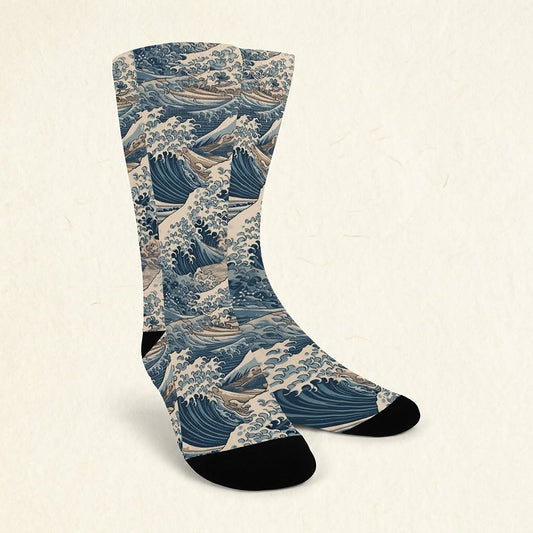 Great Wave off Kanagawa Socks - Custom Socks for Women Made in USA