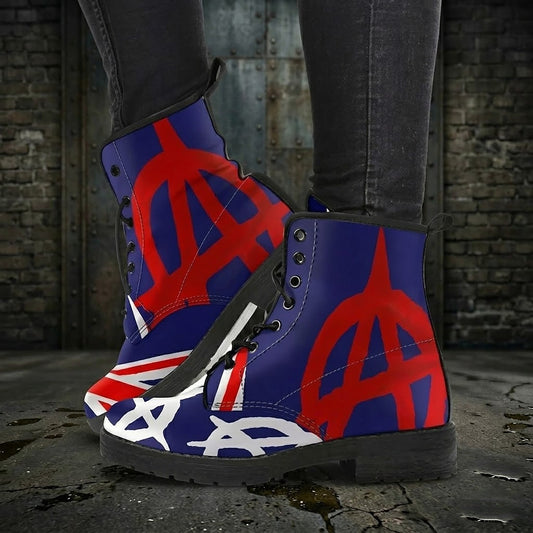 British Union Jack Vegan Women's Vegan Leather Combat Boots