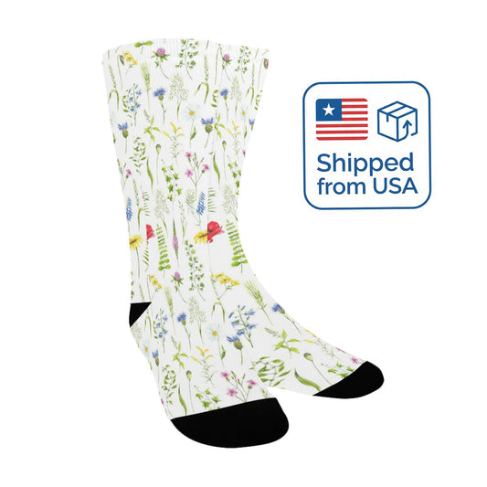 watercolor wildflowers women's crew socks – Sole Design Studio