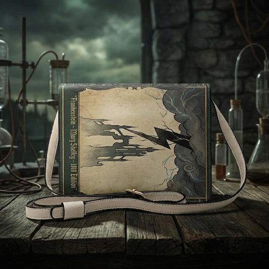 frankenstein mary shelley gothic book-shaped crossbody bag vegan leather – Sole Design Studio