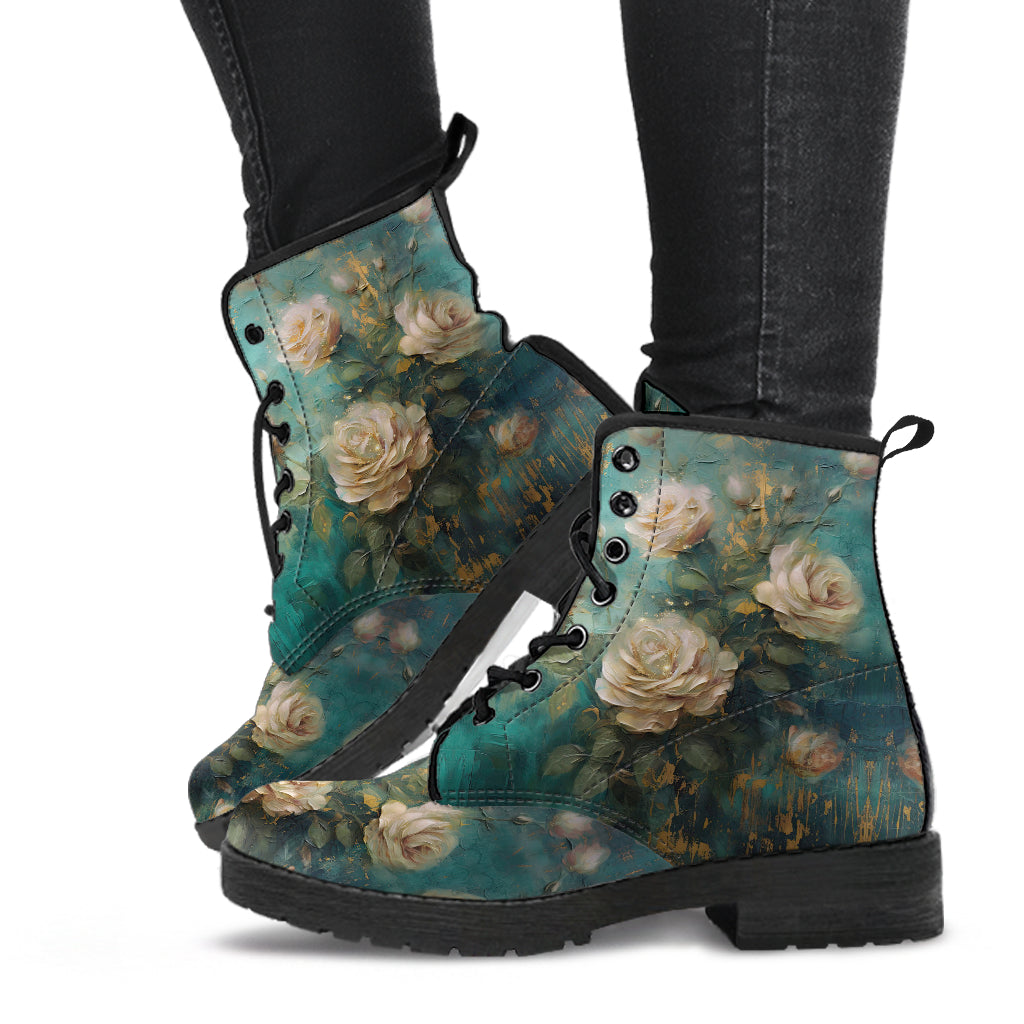 Antique Emerald Romance Vegan Leather Boots