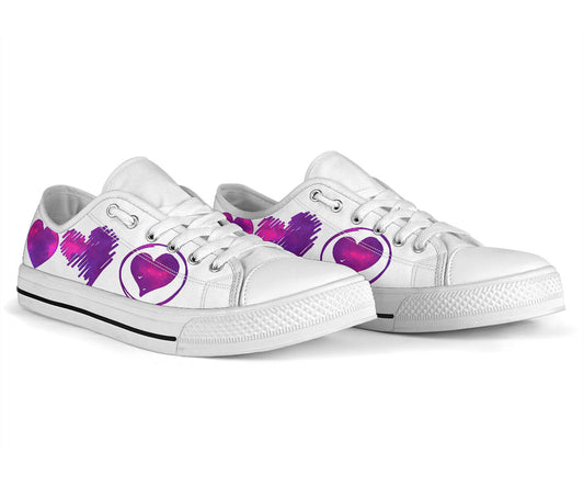 3 Purple Hearts Low Top Sneakers