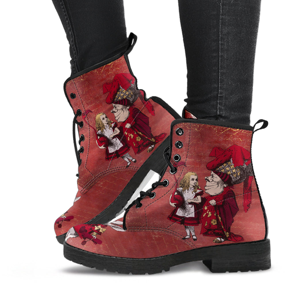 Alice in Wonderland #5 Muted Red Vegan Leather Boots