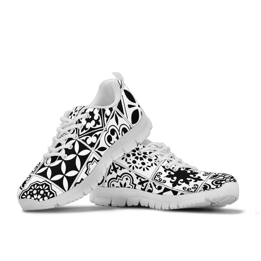 Black and White Multi Tile Sneakers