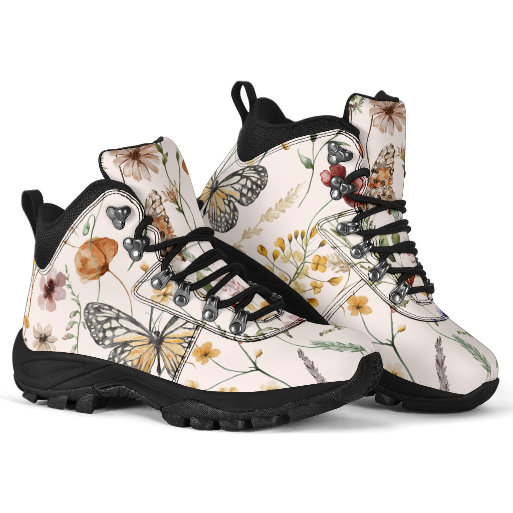 Tiny Bloom Watercolor Butterfly Alpine Boots