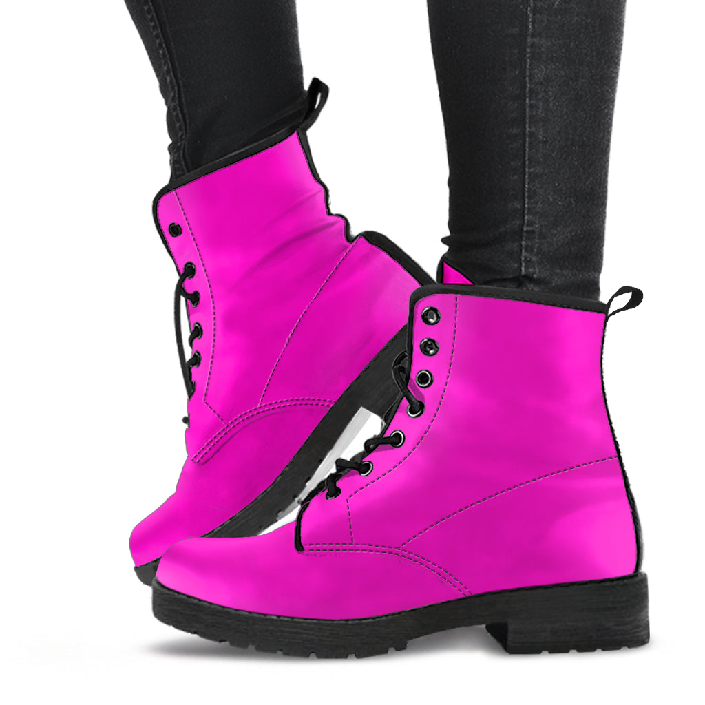 Hot Pink Women Vegan Leather Boots