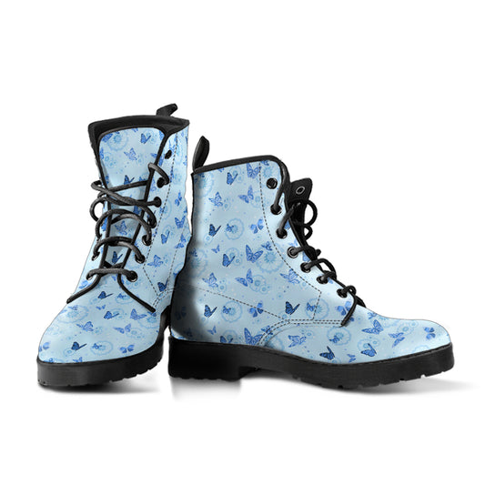 Blue Butterfly Women Vegan Leather Boots