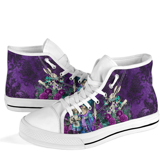 Alice in Wonderland Purple High Top Sneakers