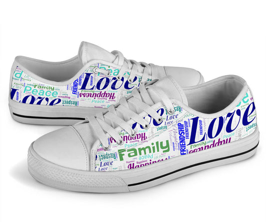 Peace, Love, Happiness Low Top Sneakers